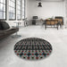 Round Patterned Black Novelty Rug in a Office, pat2473