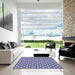 Square Patterned Blue Rug in a Living Room, pat2474blu