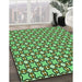 Patterned Army Green Rug in Family Room, pat2474grn