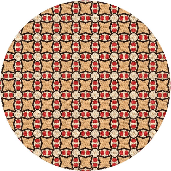 Square Patterned Saffron Red Rug, pat2474org