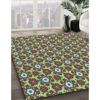 Patterned Brown Red Rug, pat2475lblu