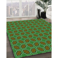 Patterned Dark Forest Green Rug, pat2476grn