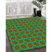 Patterned Dark Forest Green Rug in Family Room, pat2476grn