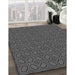 Patterned Charcoal Black Rug in Family Room, pat2476gry