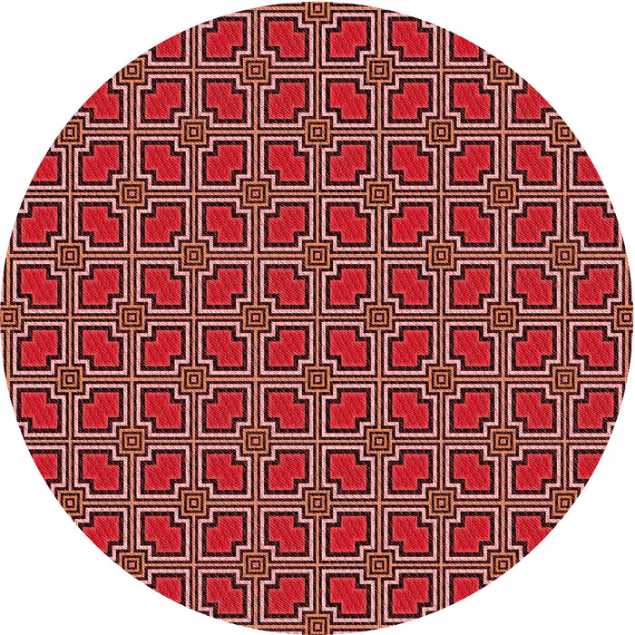Square Patterned Red Rug, pat2476rd