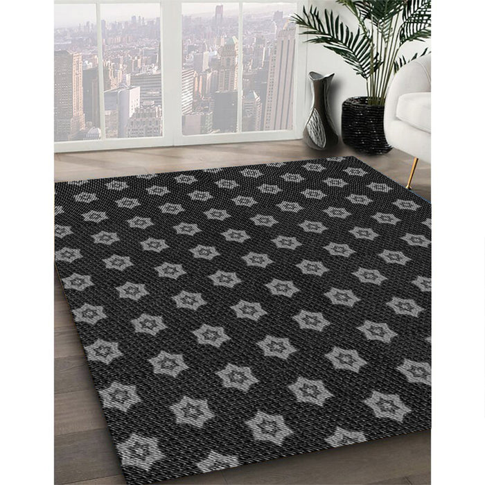 Machine Washable Transitional Black Rug in a Family Room, wshpat2478gry