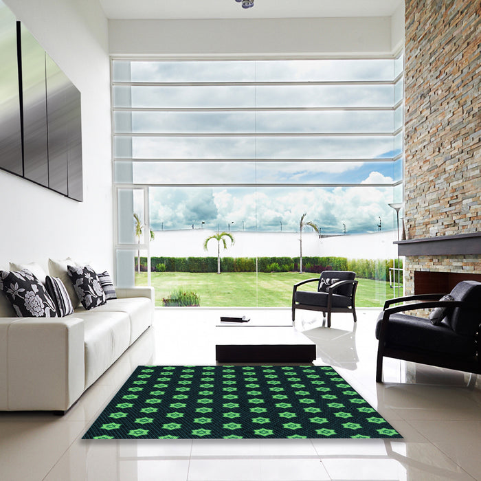 Square Patterned Black Rug in a Living Room, pat2478lblu