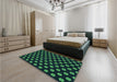 Patterned Black Rug in a Bedroom, pat2478lblu