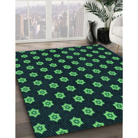 Patterned Black Rug, pat2478lblu