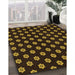 Patterned Black Brown Rug in Family Room, pat2478org