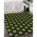 Patterned Black Novelty Rug in Family Room, pat2478