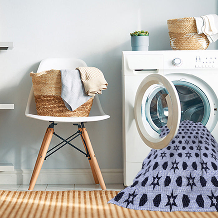 Machine Washable Transitional Blue Rug in a Washing Machine, wshpat2479blu