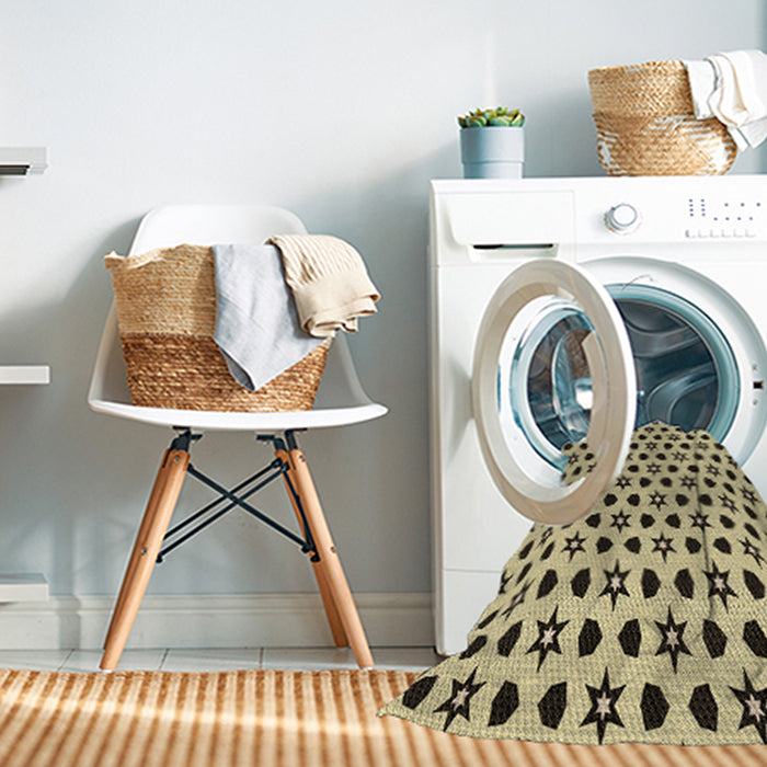 Machine Washable Transitional Brown Gold Rug in a Washing Machine, wshpat2479brn