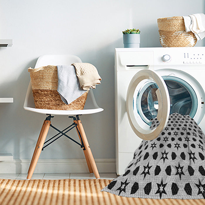 Machine Washable Transitional Grey Gray Rug in a Washing Machine, wshpat2479gry