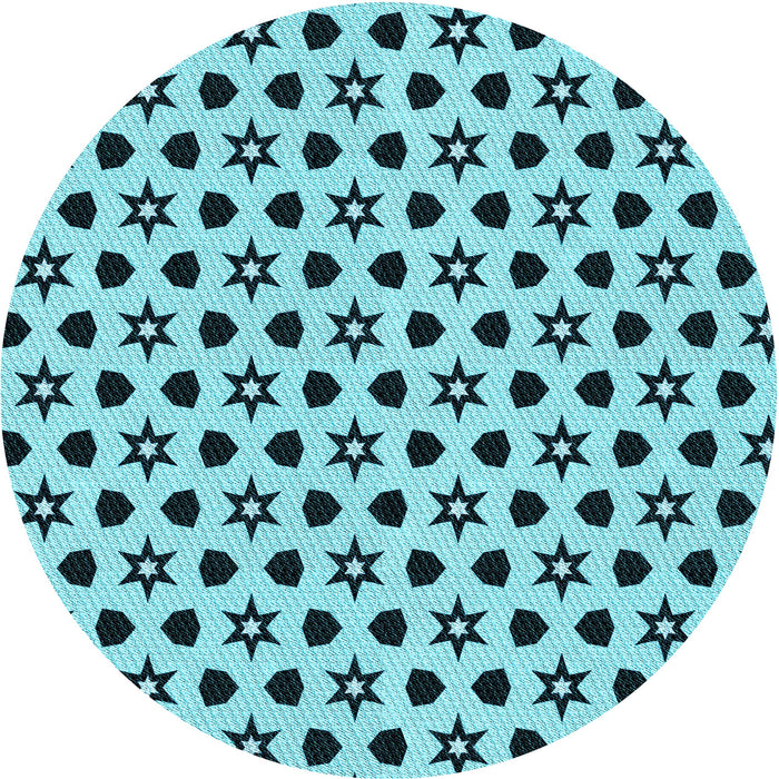 Square Patterned Dark Cyan Green Rug, pat2479lblu