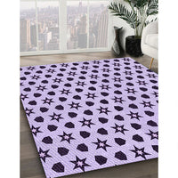 Patterned Pale Lilac Purple Rug, pat2479pur