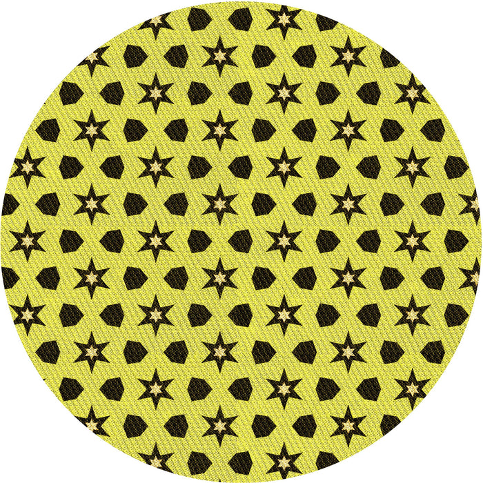 Square Machine Washable Transitional Yellow Rug in a Living Room, wshpat2479yw