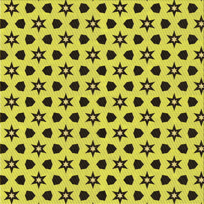 Round Machine Washable Transitional Yellow Rug, wshpat2479yw