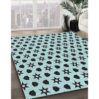 Patterned Electric Blue Novelty Rug, pat2479