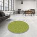 Round Patterned Pistachio Green Rug in a Office, pat2480brn