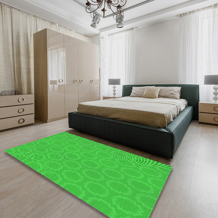 Patterned Lime Green Rug in a Bedroom, pat2480grn