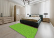 Patterned Green Novelty Rug in a Bedroom, pat2480