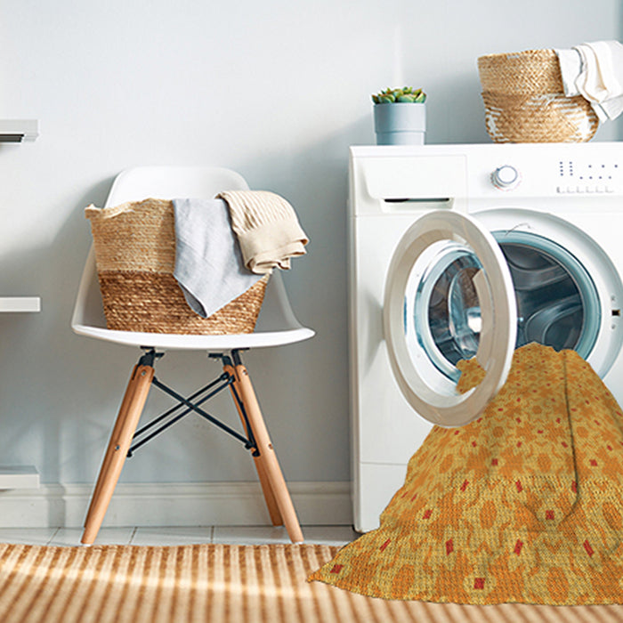 Machine Washable Transitional Neon Orange Rug in a Washing Machine, wshpat2481yw