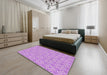 Machine Washable Transitional Blossom Pink Rug in a Bedroom, wshpat2481