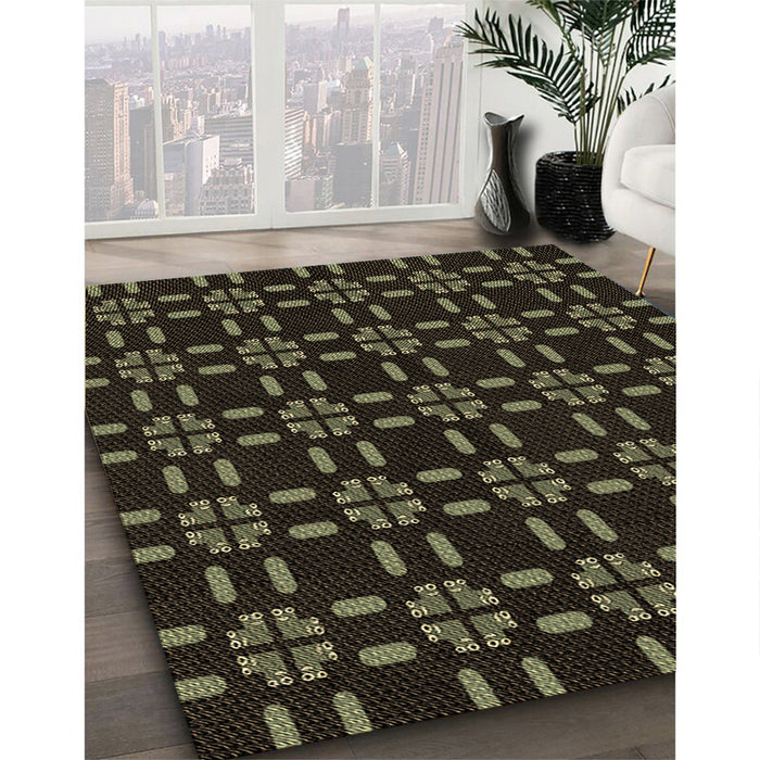 Machine Washable Transitional Black Rug in a Family Room, wshpat2482brn