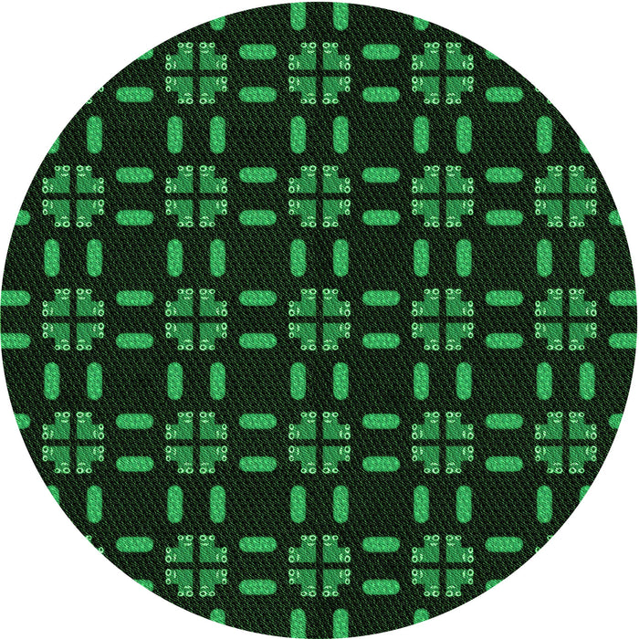 Square Patterned Black Rug, pat2482grn