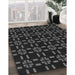 Patterned Black Rug in Family Room, pat2482gry