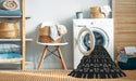 Machine Washable Transitional Black Rug in a Washing Machine, wshpat2482gry