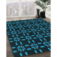 Patterned Black Rug, pat2482lblu