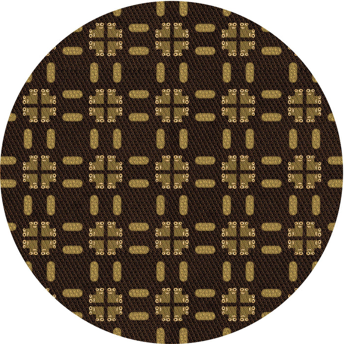 Square Patterned Saddle Brown Rug, pat2482org