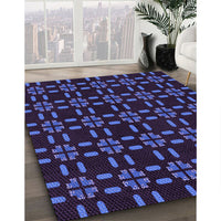 Patterned Slate Blue Rug, pat2482pur