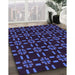 Patterned Slate Blue Rug in Family Room, pat2482pur