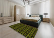 Patterned Black Rug in a Bedroom, pat2482yw