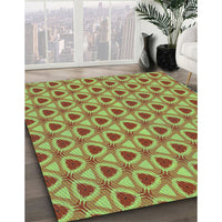 Patterned Yellow Green Rug, pat2483lblu