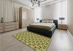 Round Machine Washable Transitional Yellow Green Rug in a Office, wshpat2483lblu
