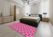 Patterned Raspberry Red Rug in a Bedroom, pat2483pur