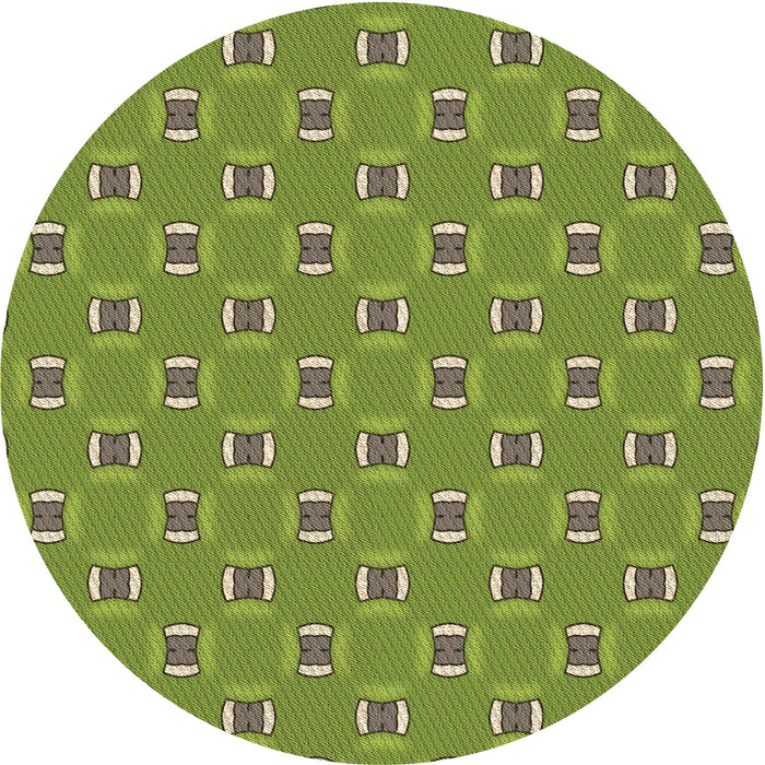 Square Patterned Pistachio Green Rug, pat2484brn