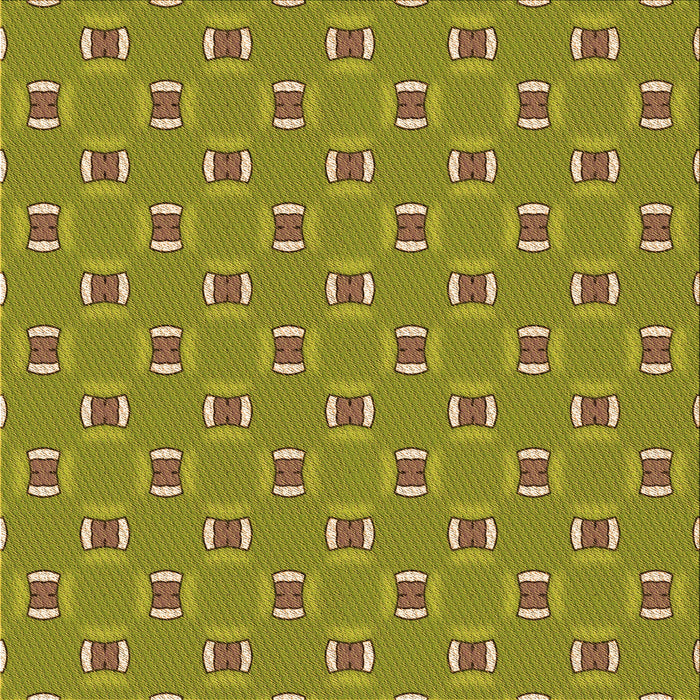 Round Patterned Dark Yellow Green Rug, pat2484org