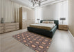 Patterned Coffee Brown Rug in a Bedroom, pat2485brn