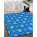 Patterned Bright Navy Blue Rug in Family Room, pat2485lblu