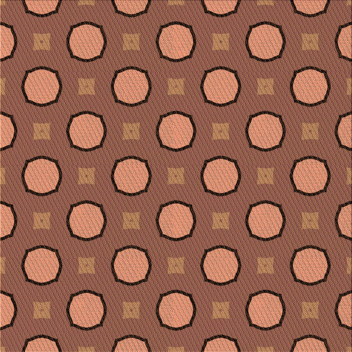 Round Patterned Brown Red Rug, pat2485org