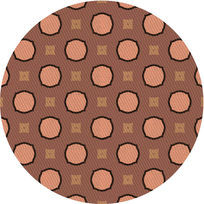 Square Patterned Brown Red Rug, pat2485org