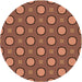 Square Patterned Brown Red Rug, pat2485org