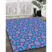 Machine Washable Transitional Slate Blue Rug in a Family Room, wshpat2486lblu