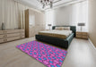 Machine Washable Transitional Medium Violet Red Pink Rug in a Bedroom, wshpat2486