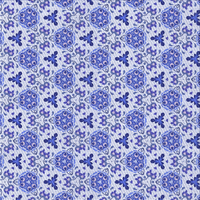 Round Machine Washable Transitional Royal Blue Rug, wshpat2487blu